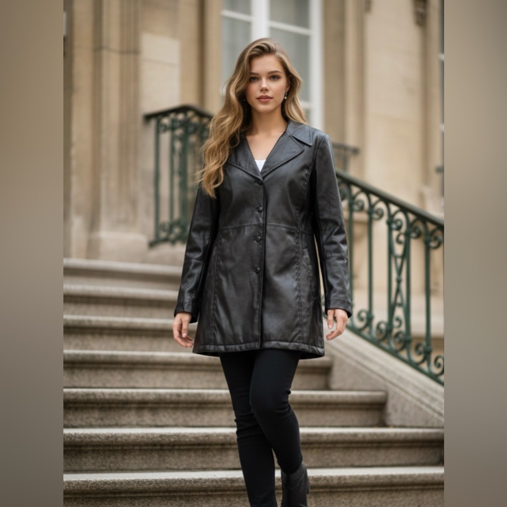 Elegant Black PU Leather Jacket for Women